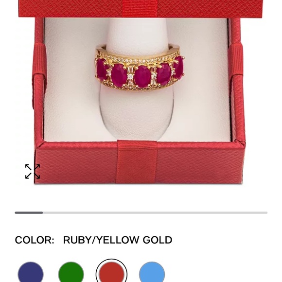 Brand new EFFY 14 K gold 5 ruby and diamond ring - Picture 4 of 11
